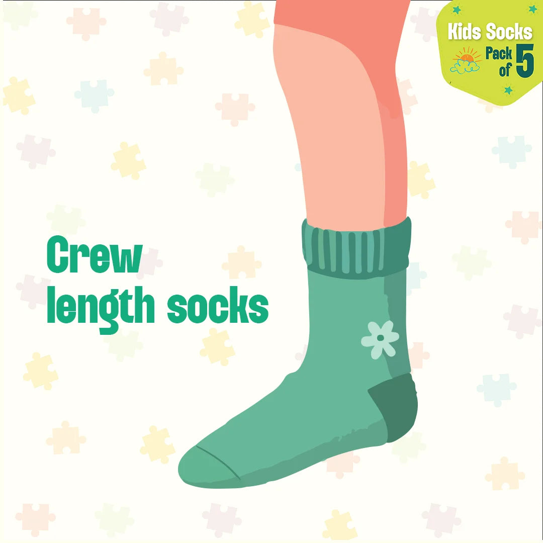Merry Madness! Unisex Kid's Socks, 100% Bamboo, Crew Length, Pack of 5
