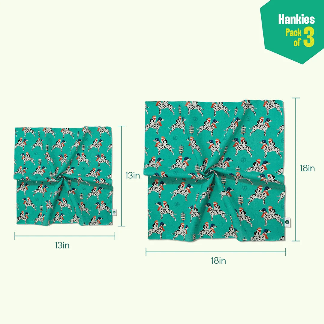 Pawsome! Unisex Hankies, 100% Organic Cotton, Pack of 3