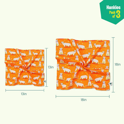 Just Meow Opinion! Unisex Hankies, 100% Organic Cotton, Pack of 3