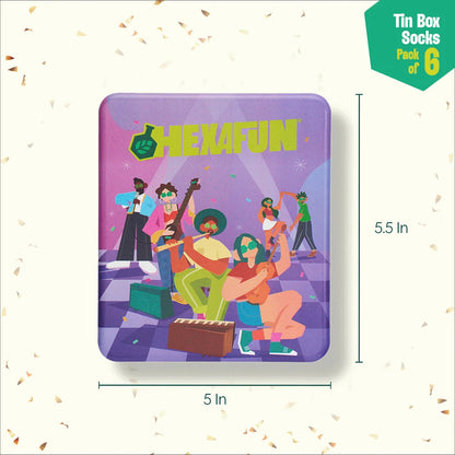 Jam Club! Tin Gift Box, Unisex Crew Length Socks, 100% Bamboo, Gift Box of 6