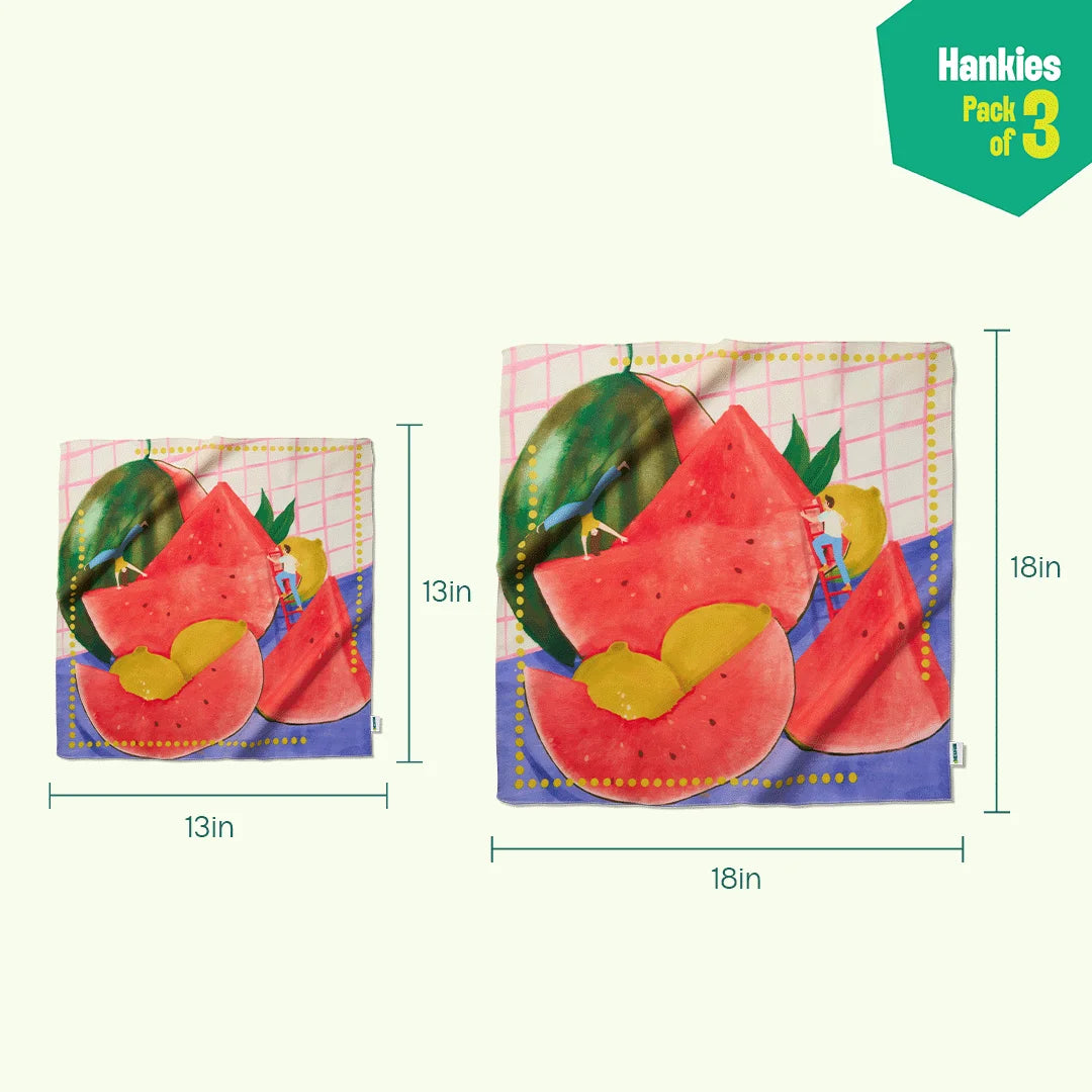 Juicy Drip! Unisex Hankies, 100% Organic Cotton, Pack of 3