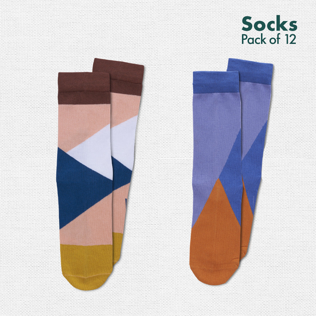 Solid Color Affair! Unisex Socks, 100% Organic Cotton, Crew Length, Pack of 12