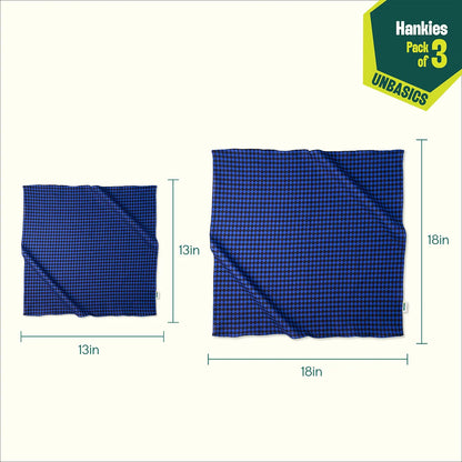 Grid Club! Unisex Hankies, 100% Organic Cotton, Pack of 3