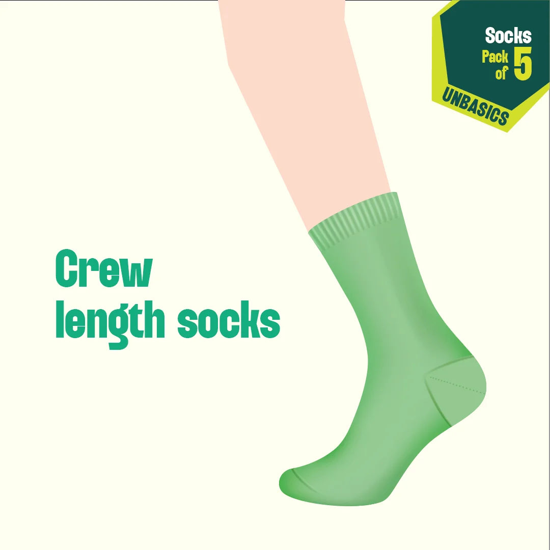 Color Canvas! Unisex Socks, 100% Organic Cotton, Crew Length, Pack of 5