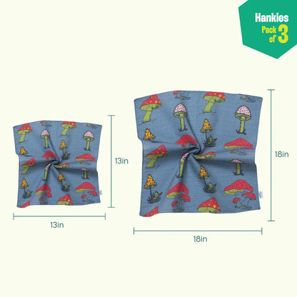 TMI! Too Motif Information! Unisex Hankies, 100% Organic Cotton, Pack of 3