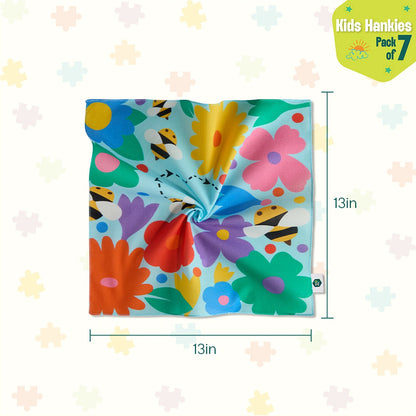Crayon Fantasy! Unisex Kid's Hankies, 100% Organic Cotton, Pack of 7