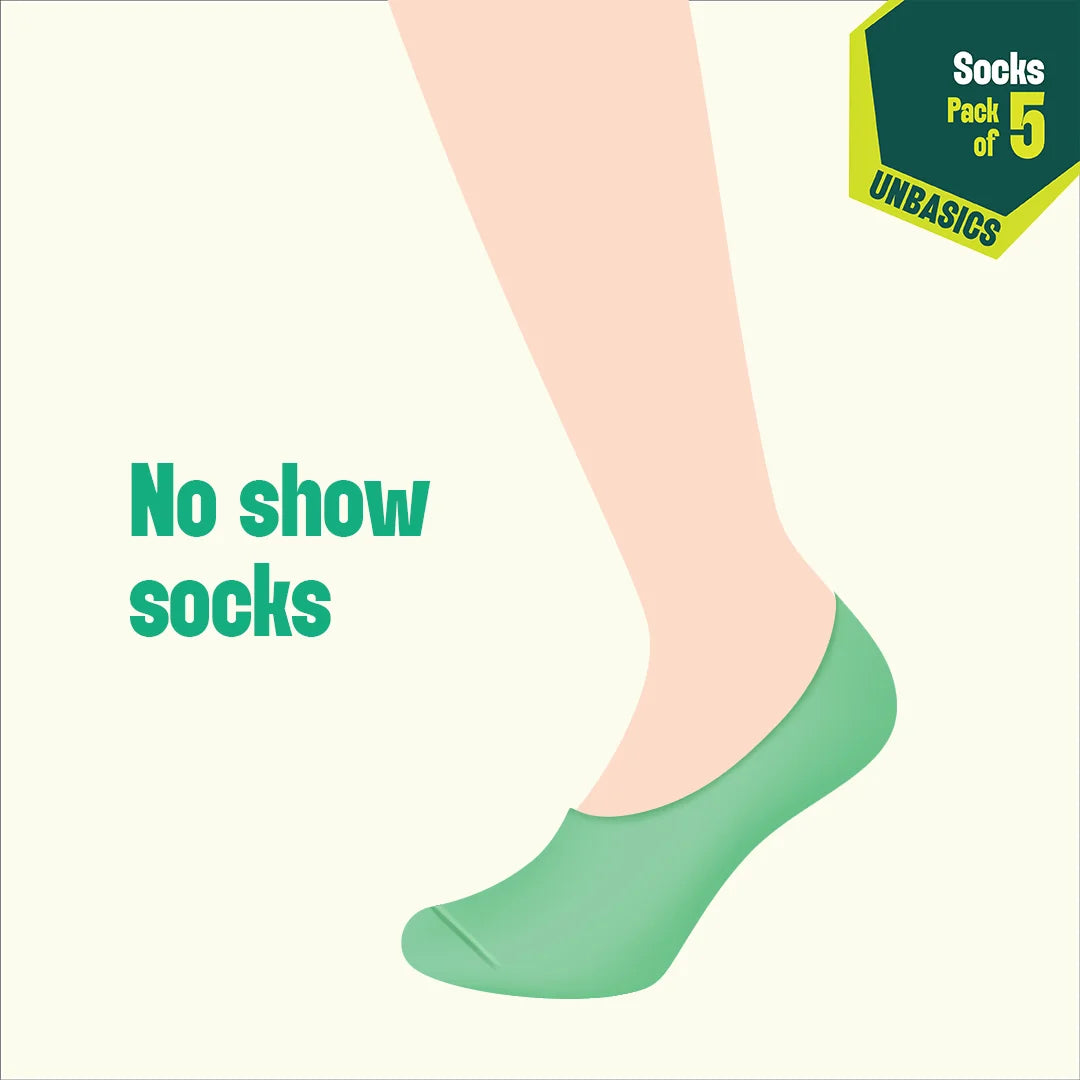 I Do Color! Unisex Socks, 100% Organic Cotton, No Show, Pack of 5