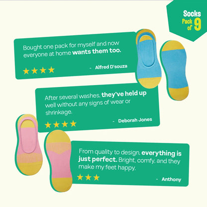Power Rangers! Unisex Socks, 100% Organic Cotton, No Show, Pack of 9
