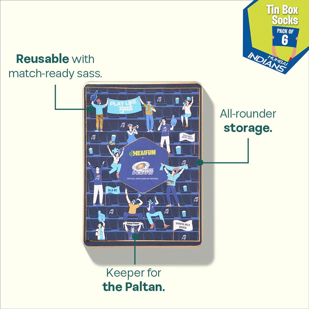 Paltan Cha Ghar! Tin Gift Box, 6 Unisex Ankle Length Socks, 100% Bamboo, Box of 6