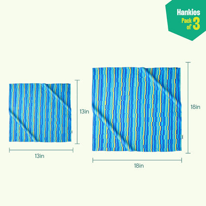 Pattern Flex! Unisex Hankies, 100% Organic Cotton, Pack of 3