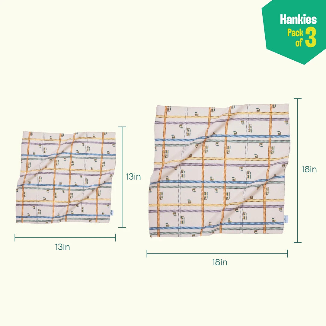 TBC! The Boss Collection! Unisex Hankies, 100% Organic Cotton, Pack of 3