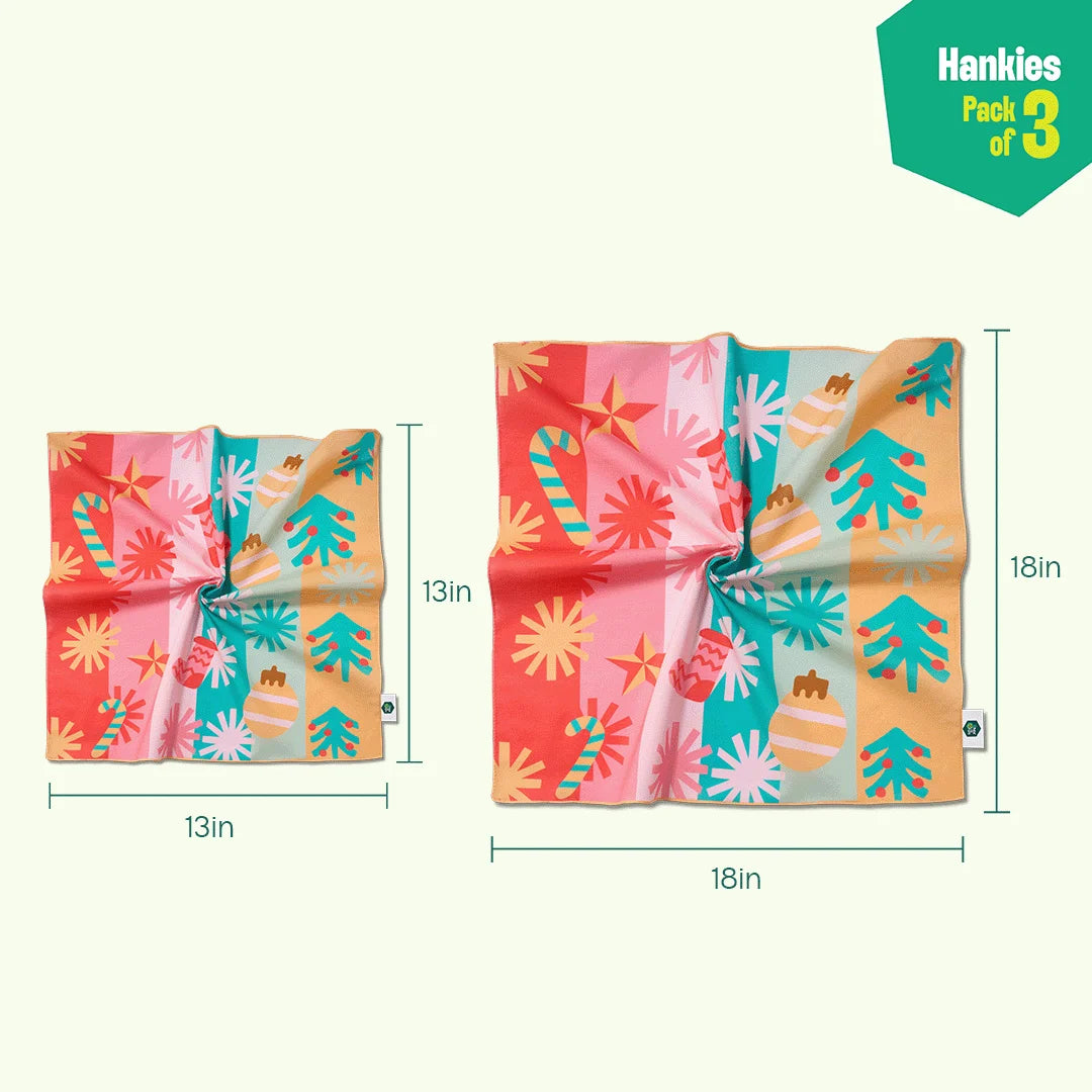 Sant-astic! Unisex Hankies, 100% Organic Cotton, Pack of 3