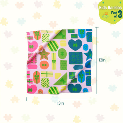 Sleigh Riders! Unisex Kid's Hankies, 100% Organic Cotton, Pack of 3