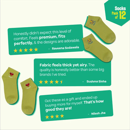 Drama Series! Unisex Socks, 100% Organic Cotton, High Ankle Length, Pack of 12