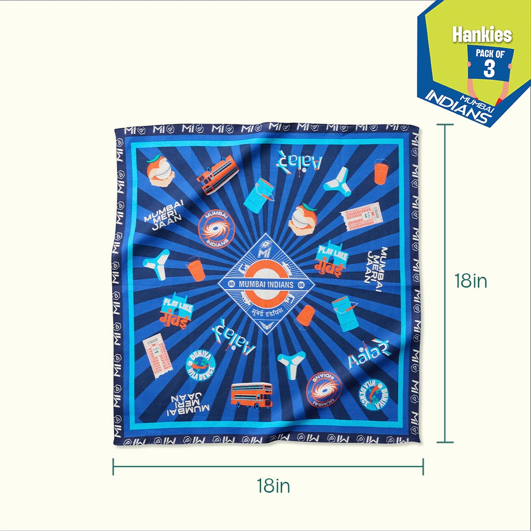 Mumbai Meri Jaan! 100% Organic Cotton, Unisex Hankies, Pack of 3