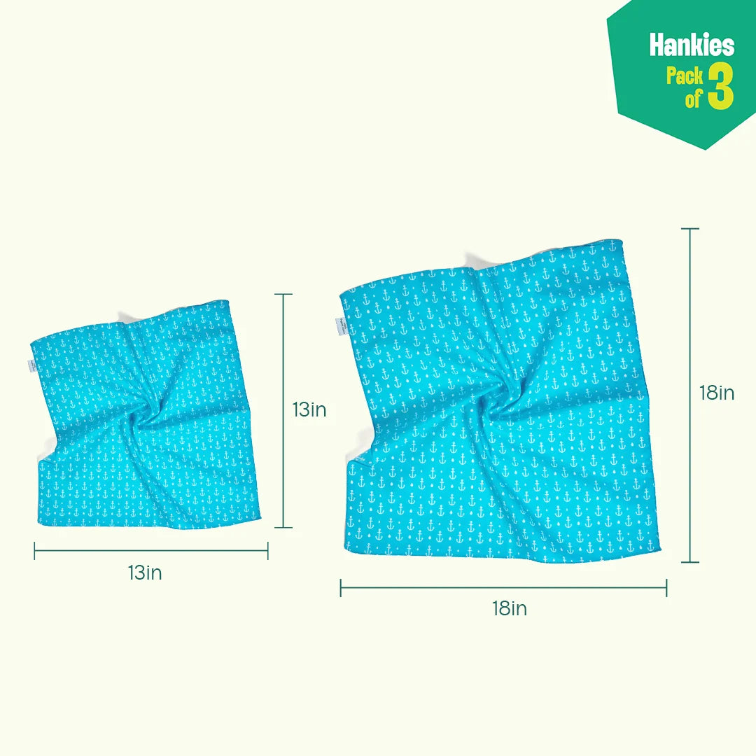 Now You Sea Me! Unisex Hankies, 100% Organic Cotton, Pack of 3