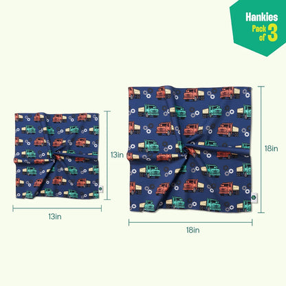 Out Of Town! Unisex Hankies, 100% Organic Cotton, Pack of 3