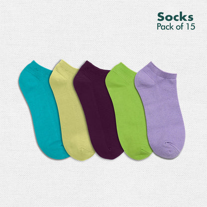 My Socks Drawer! Series 2! Unisex Socks, 100% Organic Cotton, Ankle Length, Pack of 15 + Free Tin Box