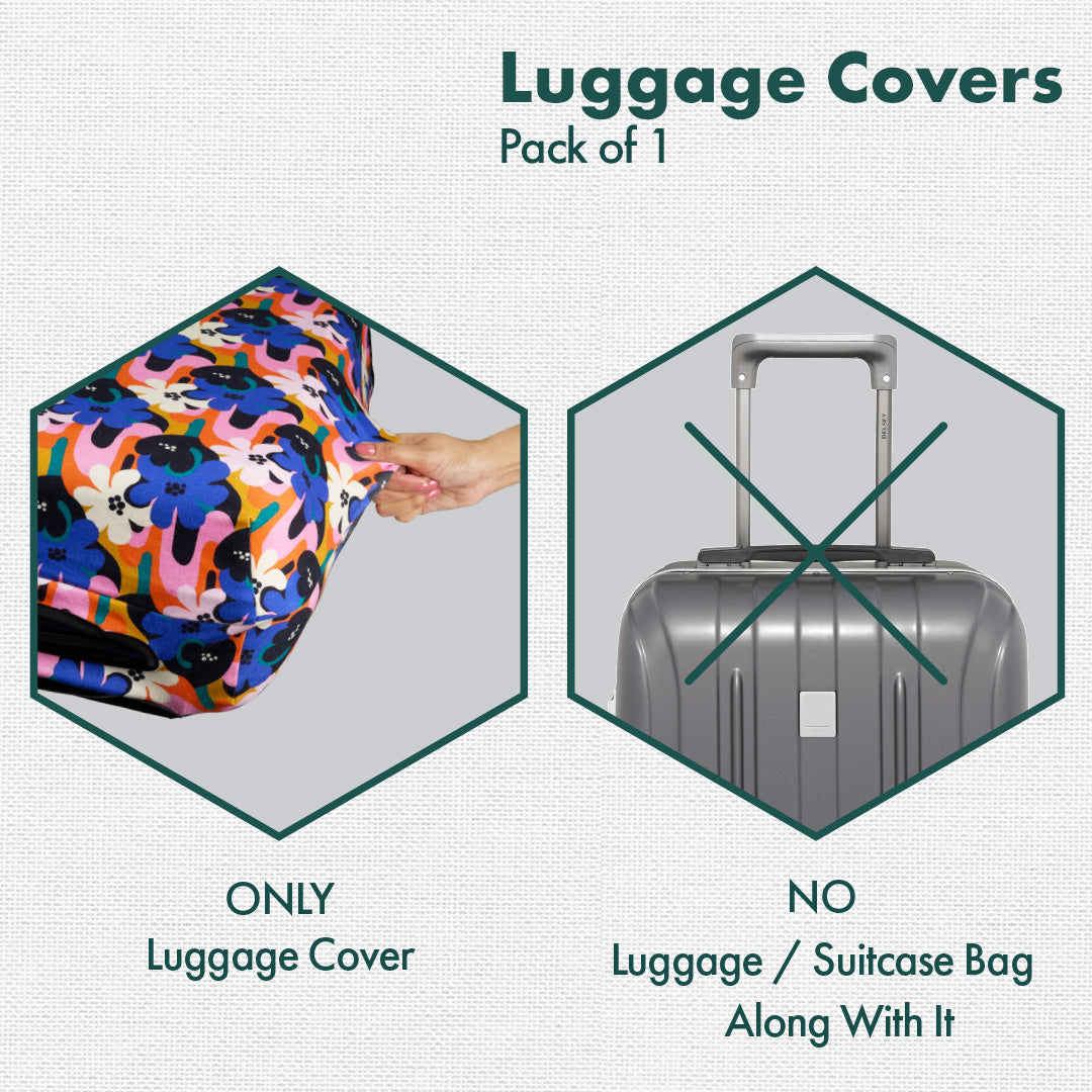 Abstract Affair! Luggage Cover, 100% Organic Cotton Lycra, Medium Size, Pack of 1