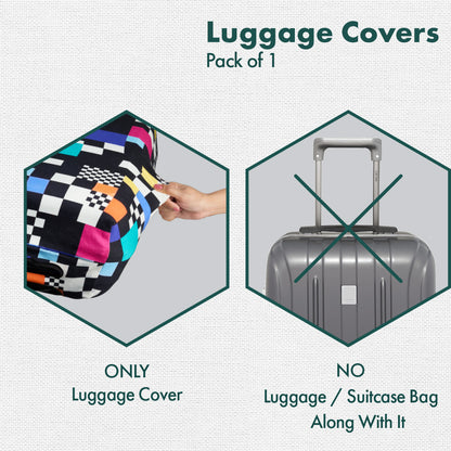 Glitching! Luggage Cover With Detachable Pouch, 100% Organic Cotton Lycra, Large Size, Pack of 1