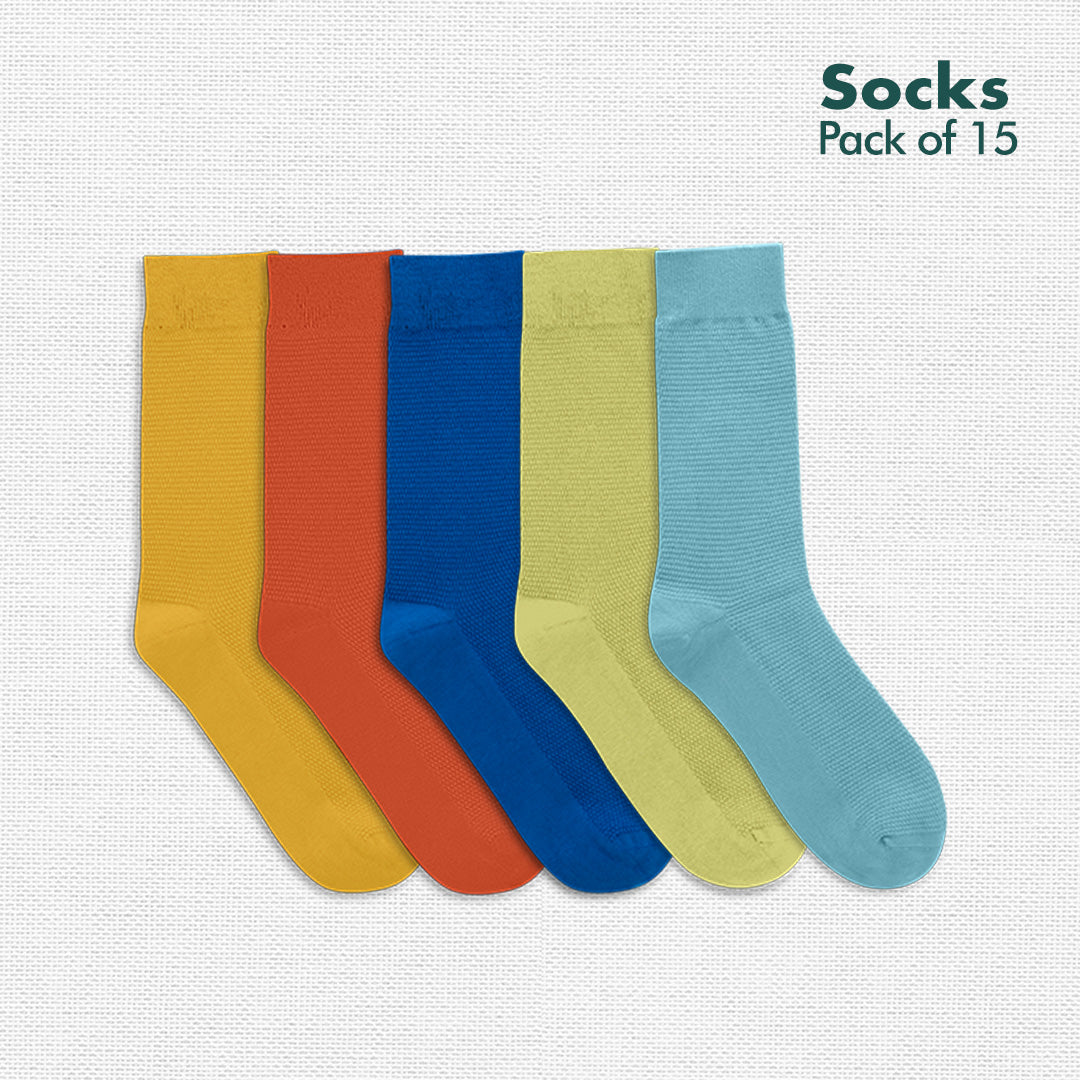 My Socks Drawer! Series 2! Unisex Socks, 100% Organic Cotton, Crew Length, Pack of 15 + Free Tin Box