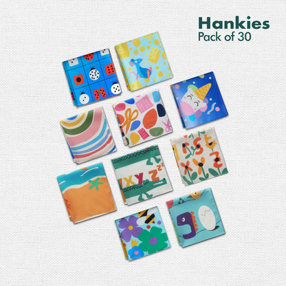 My Hanky Closet! Unisex Kid's Hankies, 100% Organic Cotton, Pack of 30