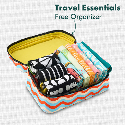 Groovy! Travel Essentials, 100% Sustainable Fabric, Pack of 15 + Free Travel Organizer, Large Size