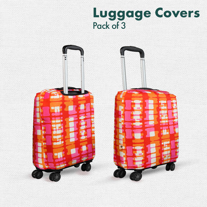 Abstract Mania! Luggage Covers, 100% Organic Cotton Lycra, Small+Medium+Large Sizes, Pack of 3