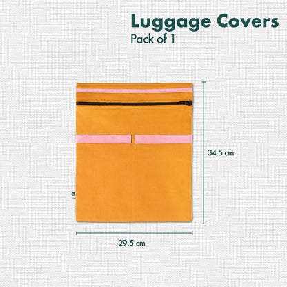 Stamp-ed! Luggage Cover With Detachable Pouch, 100% Organic Cotton Lycra, Large Size, Pack of 1