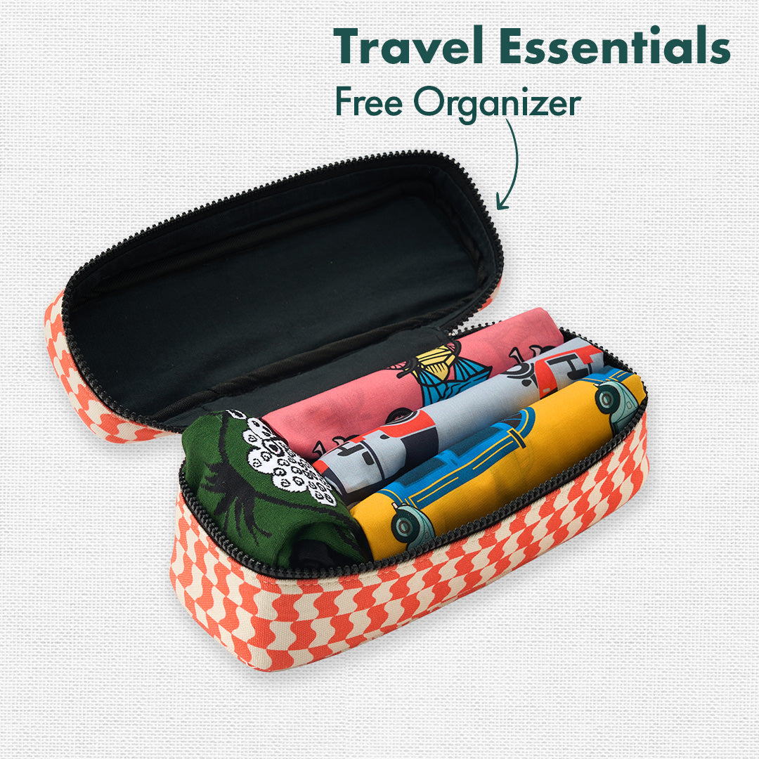 Hallucination! Travel Essentials, 100% Sustainable Fabric, Pack of 7 + Free Travel Organizer, Medium Size