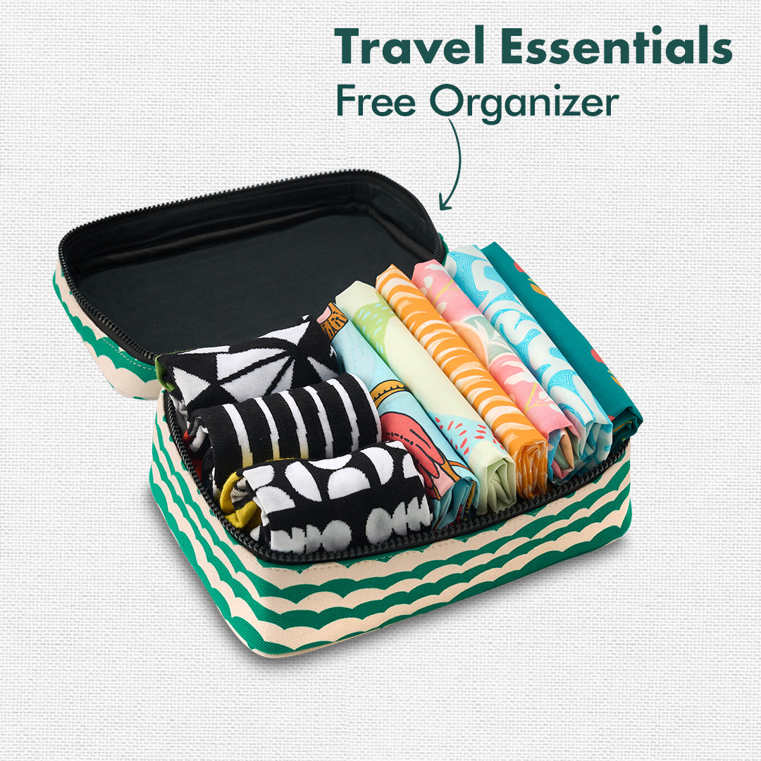 Striped! Travel Essentials, 100% Sustainable Fabric, Pack of 15 + Free Travel Organizer, Large Size