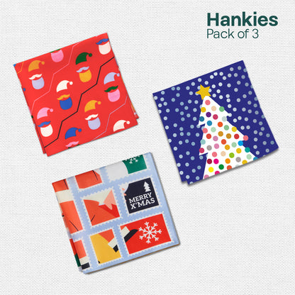 Snow Kiss! Unisex Hankies, 100% Organic Cotton, Pack of 3