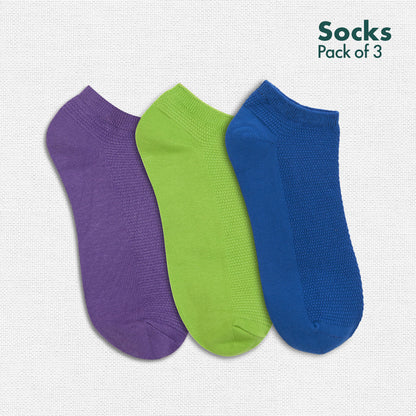 Northern Lights! Unisex Socks, 100% Organic Cotton, Ankle Length, Pack of 3