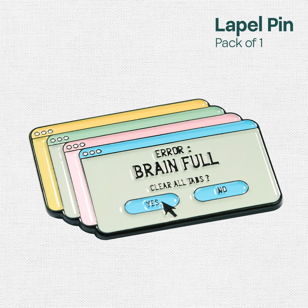 Error: Brain Full! Lapel Pins, Pack Of 1