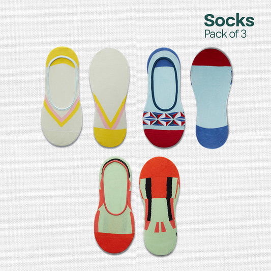 Loud Mix! Unisex Socks, 100% Organic Cotton, No Show, Pack of 3