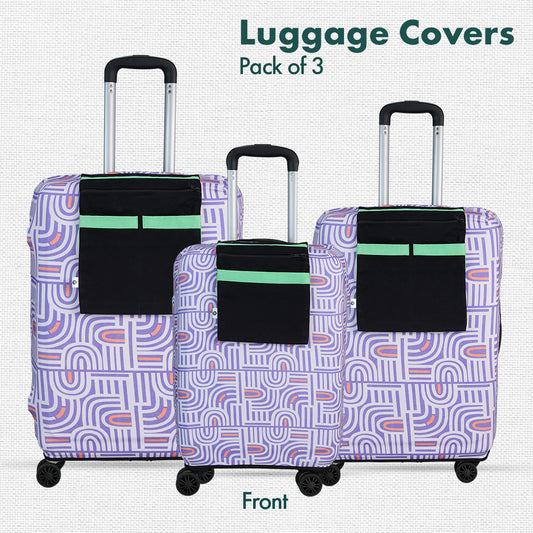 Travel Tango! Luggage Covers With Detachable Pouch, 100% Organic Cotton Lycra, Small+Medium+Large Sizes, Pack of 3