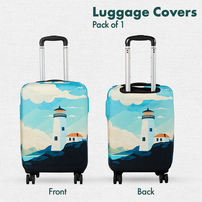 Vintage Lighthouse! Luggage Cover, 100% Organic Cotton Lycra, Medium Size, Pack of 1