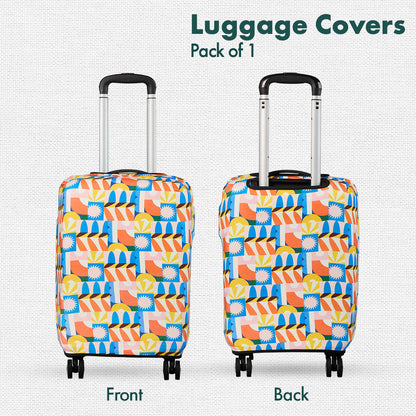 Geometric Vibes! Luggage Cover, 100% Organic Cotton Lycra, Large Size, Pack of 1