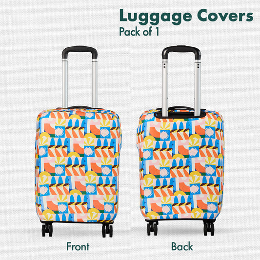 Geometric Vibes! Luggage Cover, 100% Organic Cotton Lycra, Large Size, Pack of 1