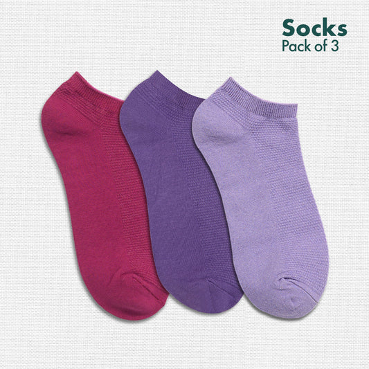 Blackcurrant Bliss! Unisex Socks, 100% Organic Cotton, Ankle Length, Pack of 3