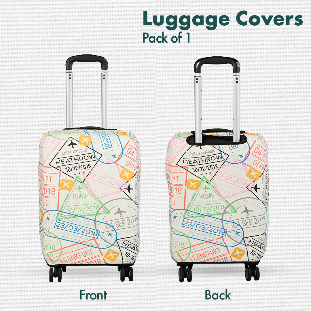 Stamp-ed! Luggage Cover, 100% Organic Cotton Lycra, Large Size, Pack of 1