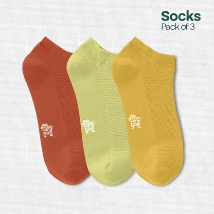 Dusky Dawn! Unisex Socks, 100% Organic Cotton, Ankle Length, Pack of 3