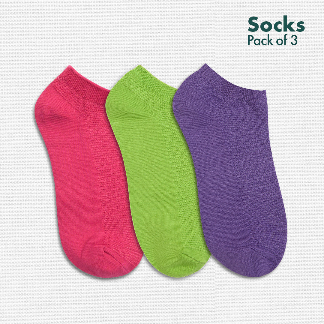 Freestyle Fusion! Unisex Socks, 100% Organic Cotton, Ankle Length, Pack of 3