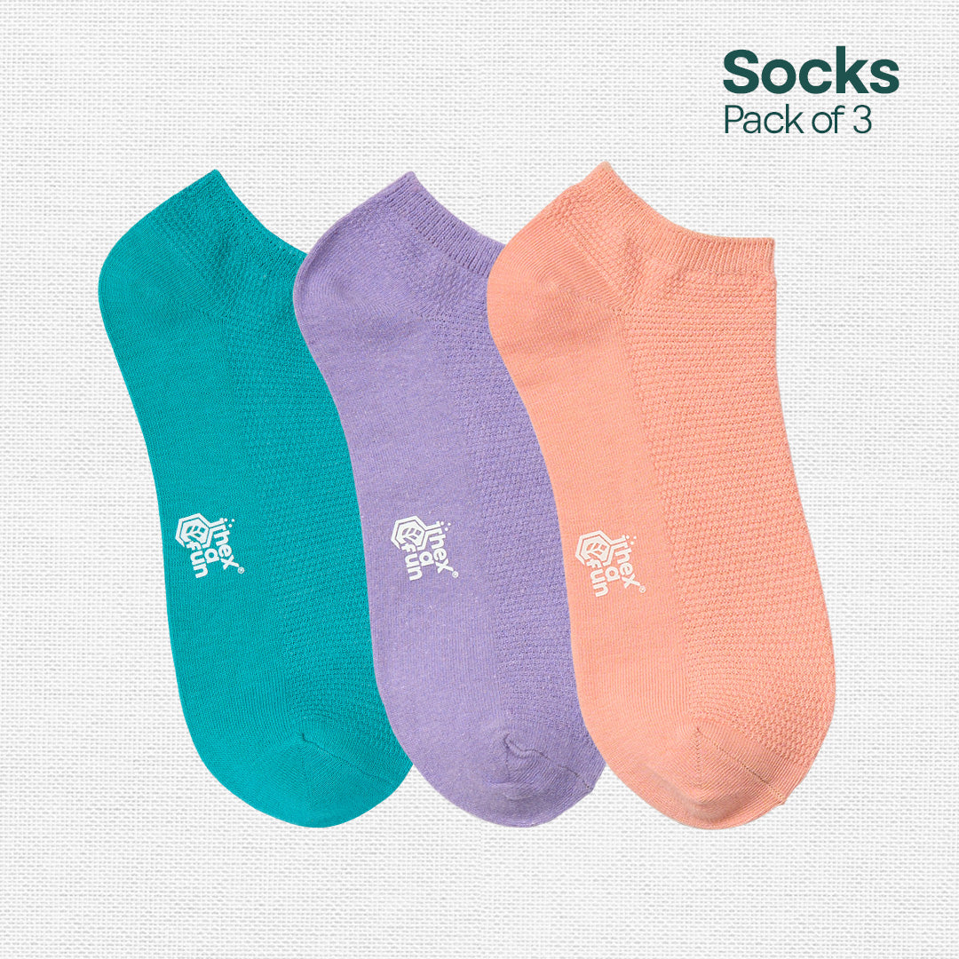 Daydream Trio! Unisex Socks, 100% Organic Cotton, Ankle Length, Pack of 3