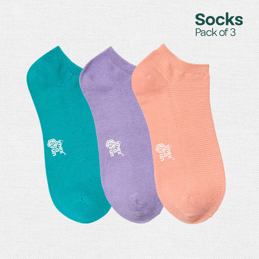 Daydream Trio! Unisex Socks, 100% Organic Cotton, Ankle Length, Pack of 3