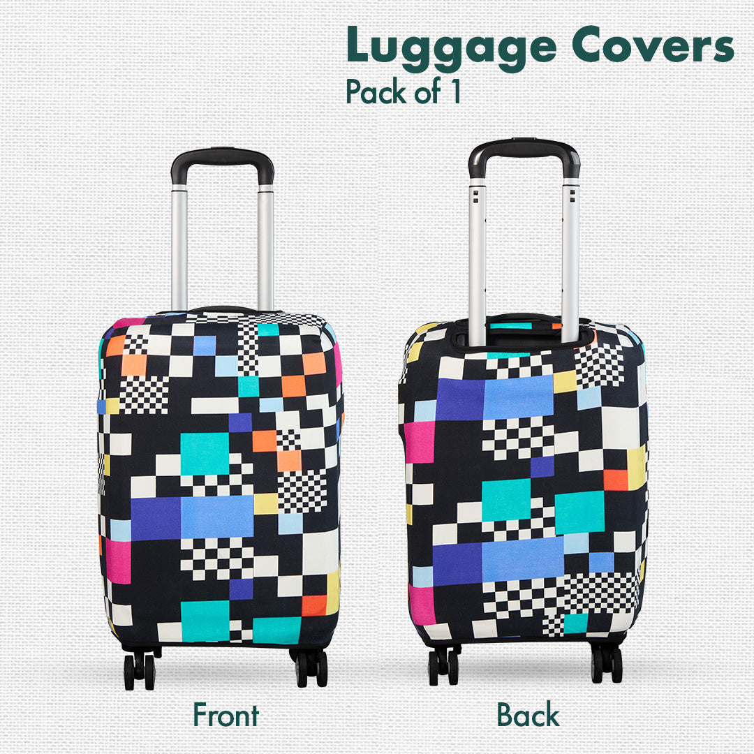 Glitching! Luggage Cover, 100% Organic Cotton Lycra, Medium Size, Pack of 1