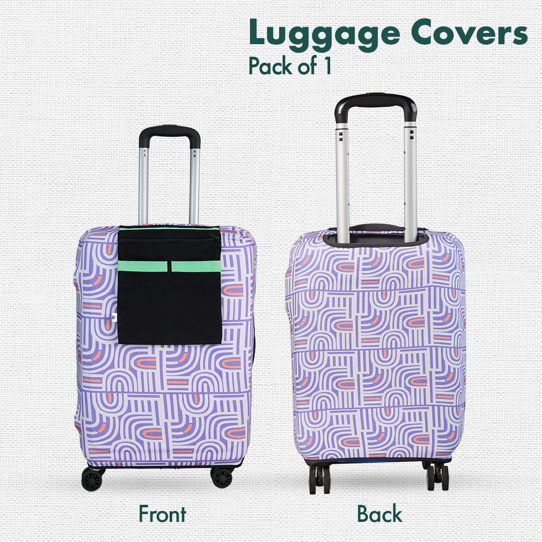 Travel Tango! Luggage Cover With Detachable Pouch, 100% Organic Cotton Lycra, Medium Size, Pack of 1