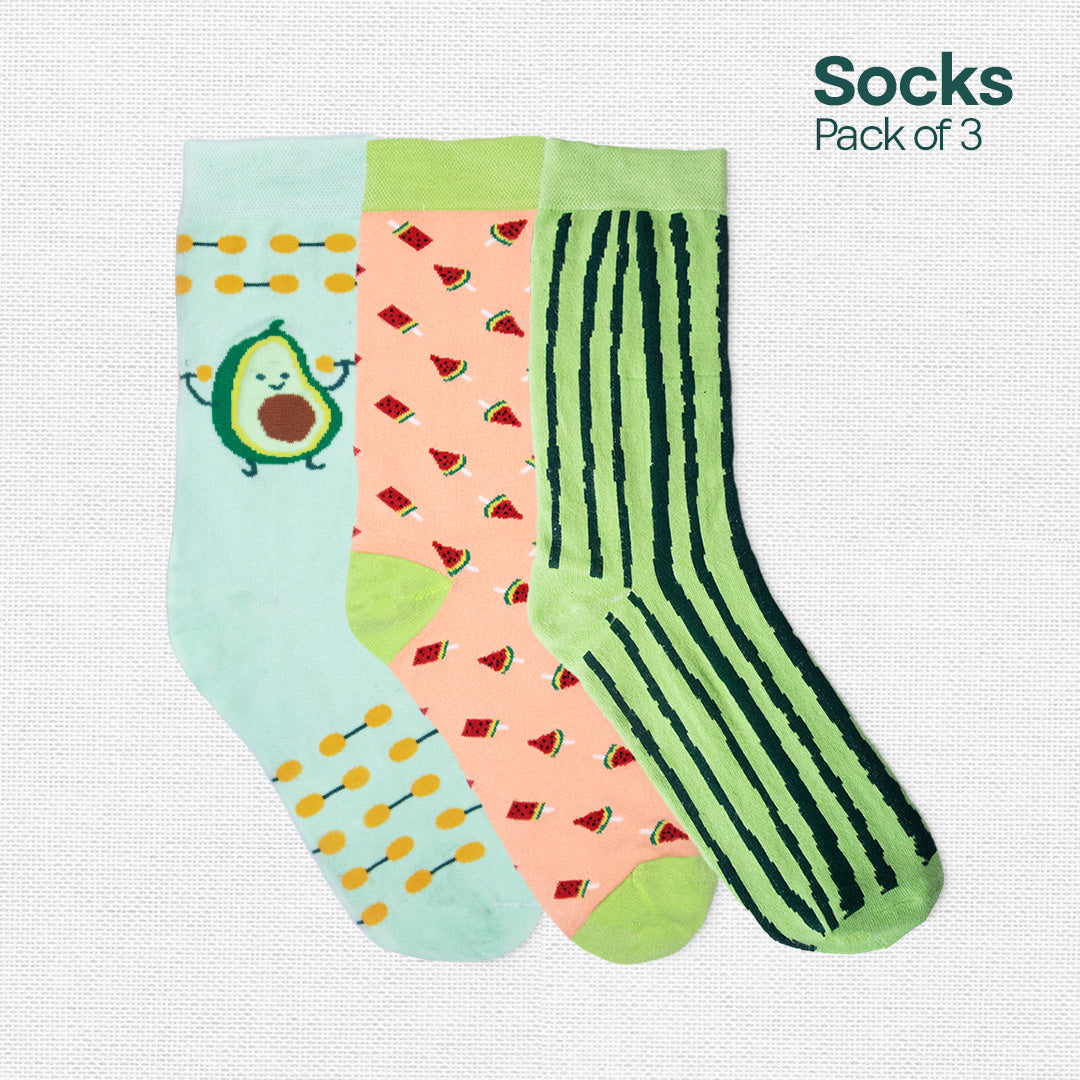 Guac 'n' roll! Unisex Socks, 100% Organic Cotton, Crew Length, Pack of 3