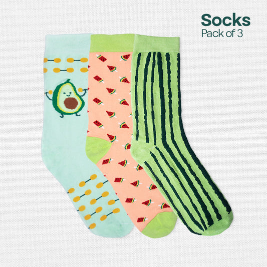 Guac 'n' roll! Unisex Socks, 100% Organic Cotton, Crew Length, Pack of 3