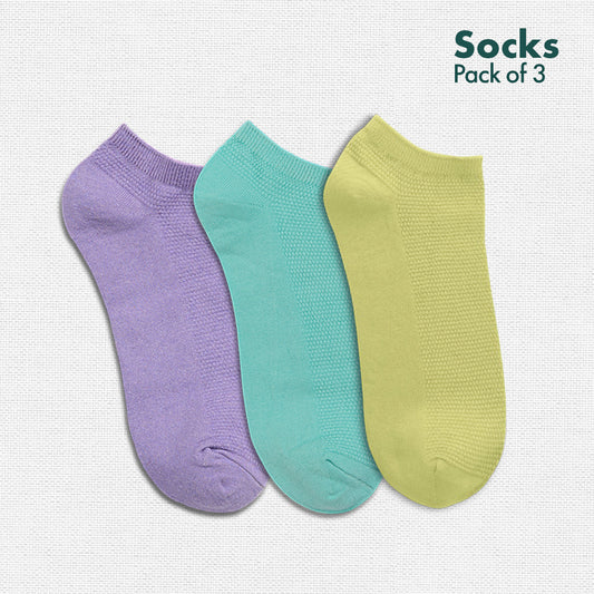 Flying Colors! Unisex Socks, 100% Organic Cotton, Ankle Length, Pack of 3